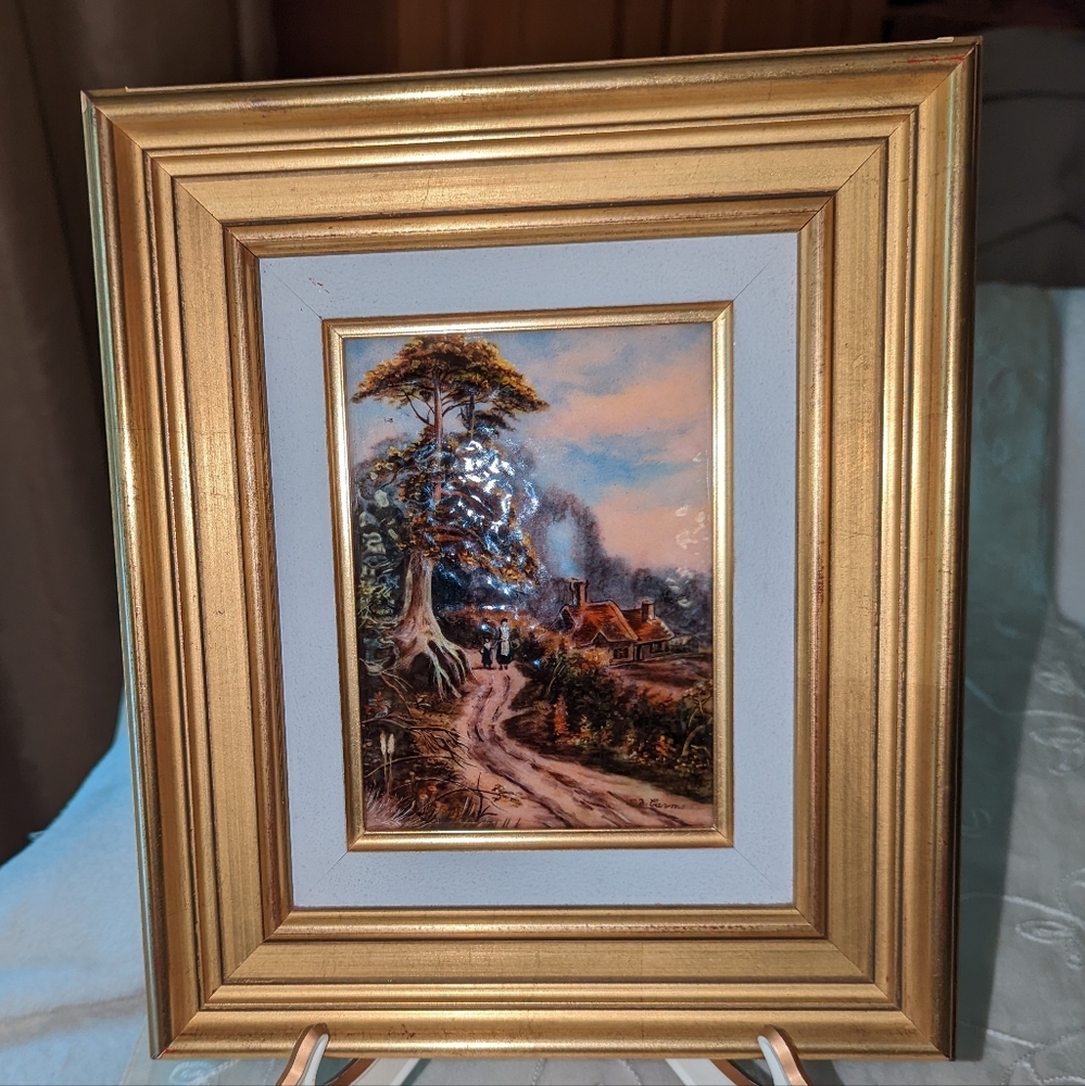 Vintage Email Enamel Limoges art painting.